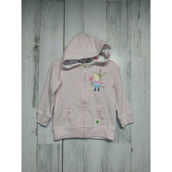 John Deere Girls 18 Mo.s Pink Full Zip Hoodie - Picture 1 of 6